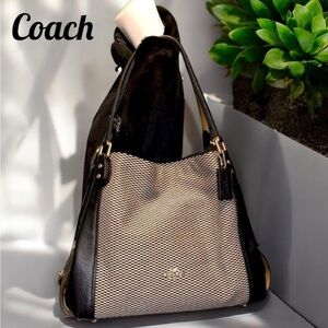 COACH Edie 31 Legacy Print Midnight/Milk Jacquard Leather Shoulder Bag